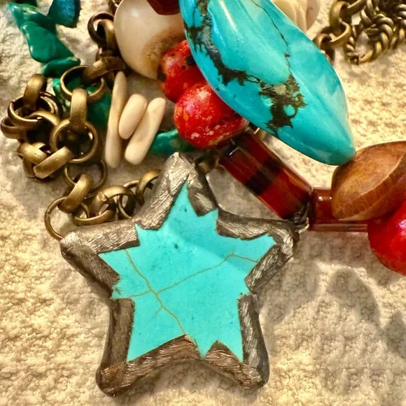 Rare Bird Necklace with Turquoise Star & Leather Tassel 🌵 - Picture 12 of 12
